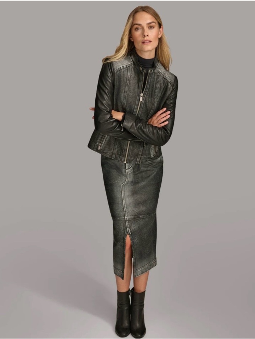 Black Leather Moto Jacket - Picture 3 of 15